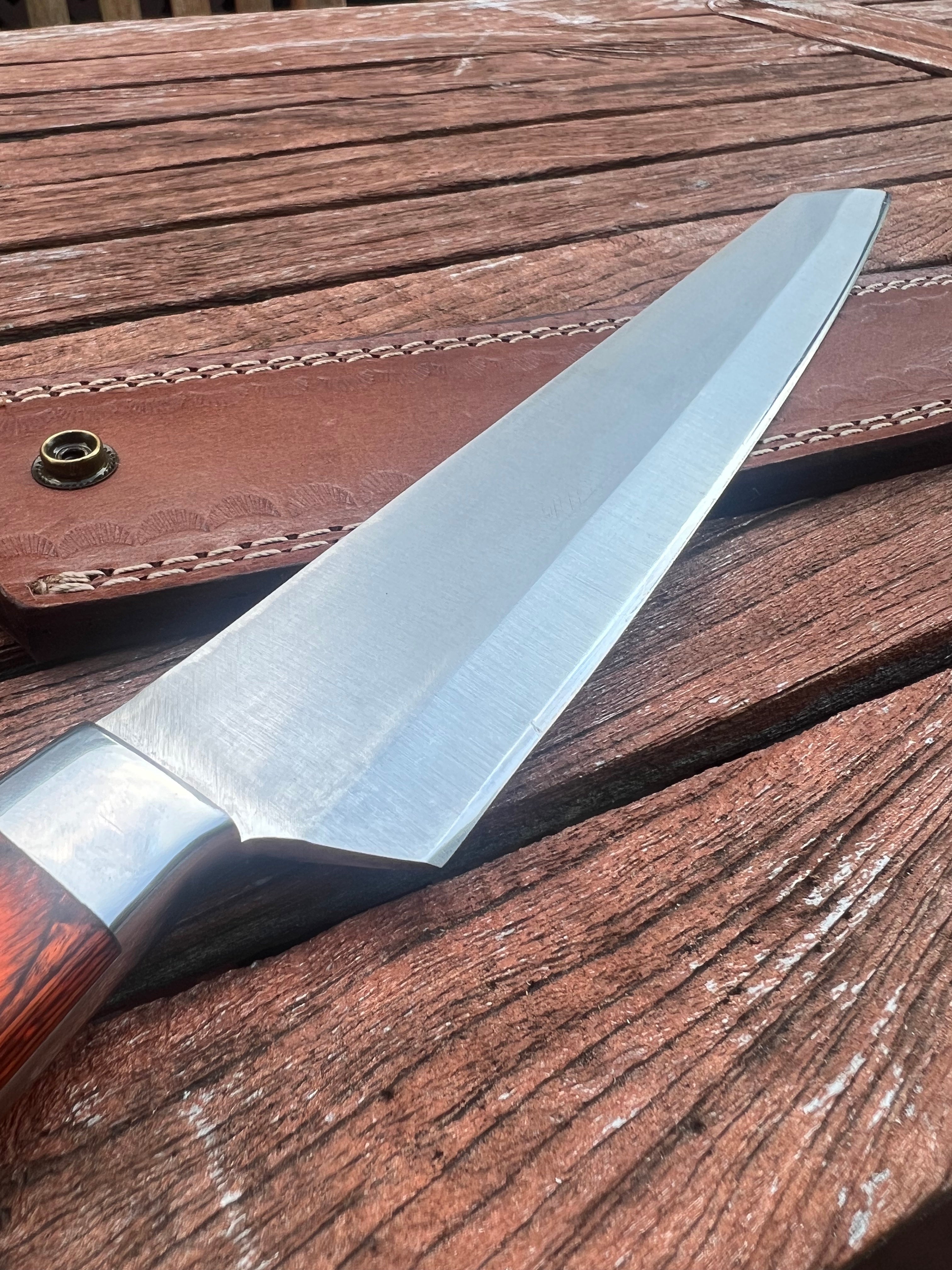 Custom Handmade Carbon Steel Chef Set of 5 , Unique Chef Knives With  Leather Rollover Sheath