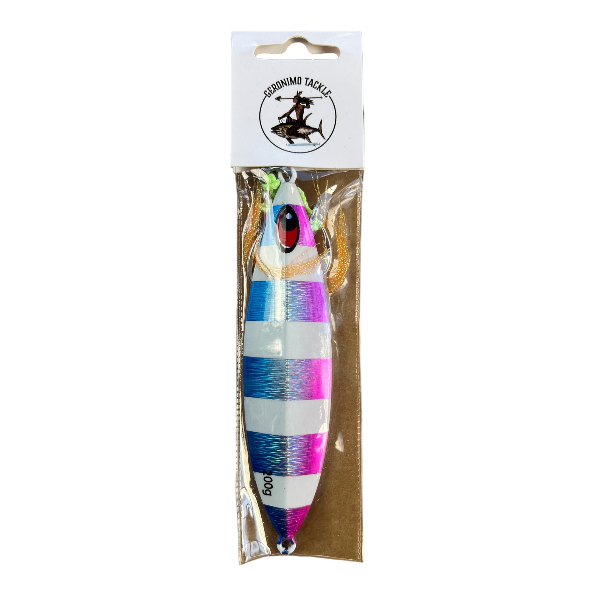 200G Butterfly Slow Pitch Jig Blue/Pink/Silver - Rigged