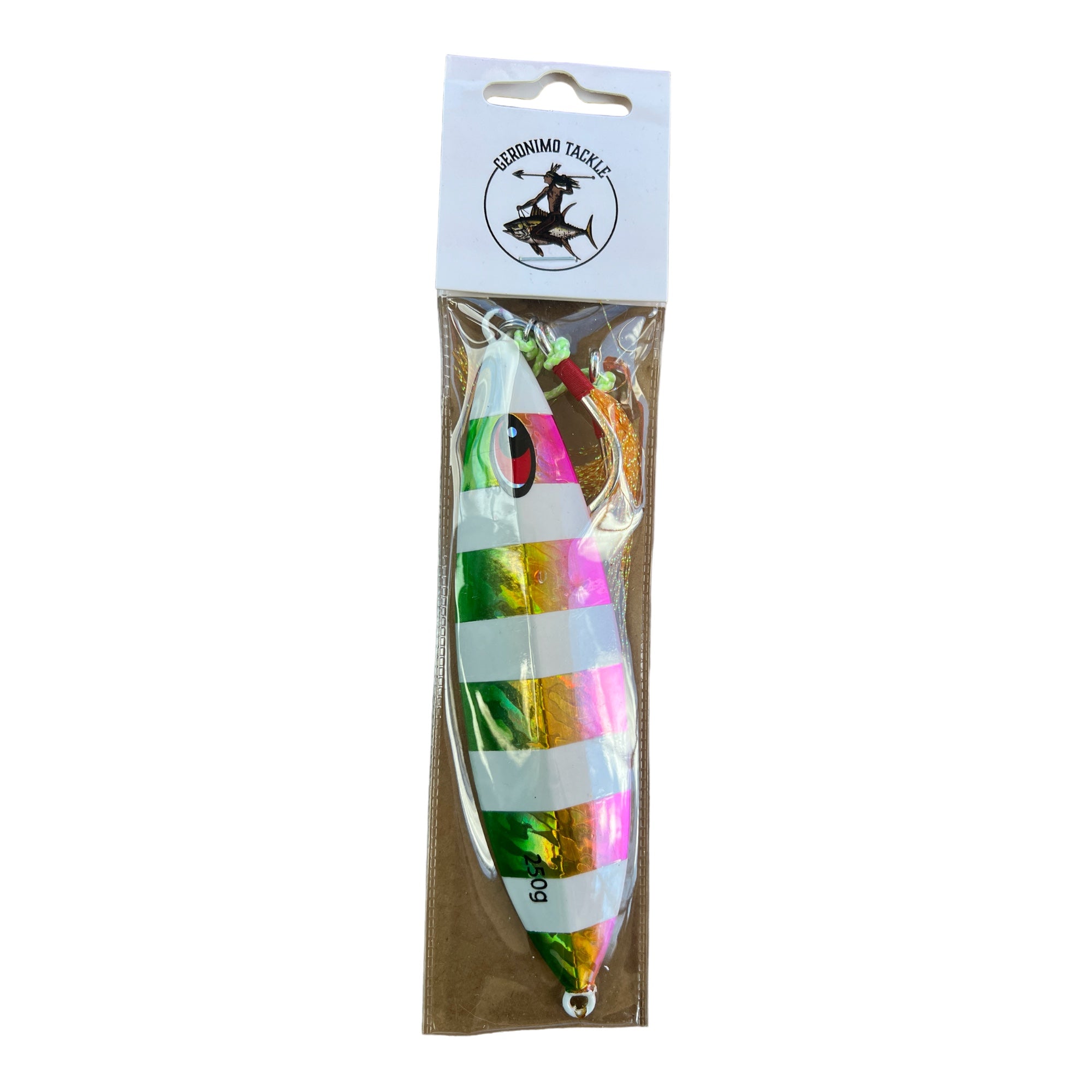 250G Butterfly Slow Pitch Jig Green/Pink/White - Rigged