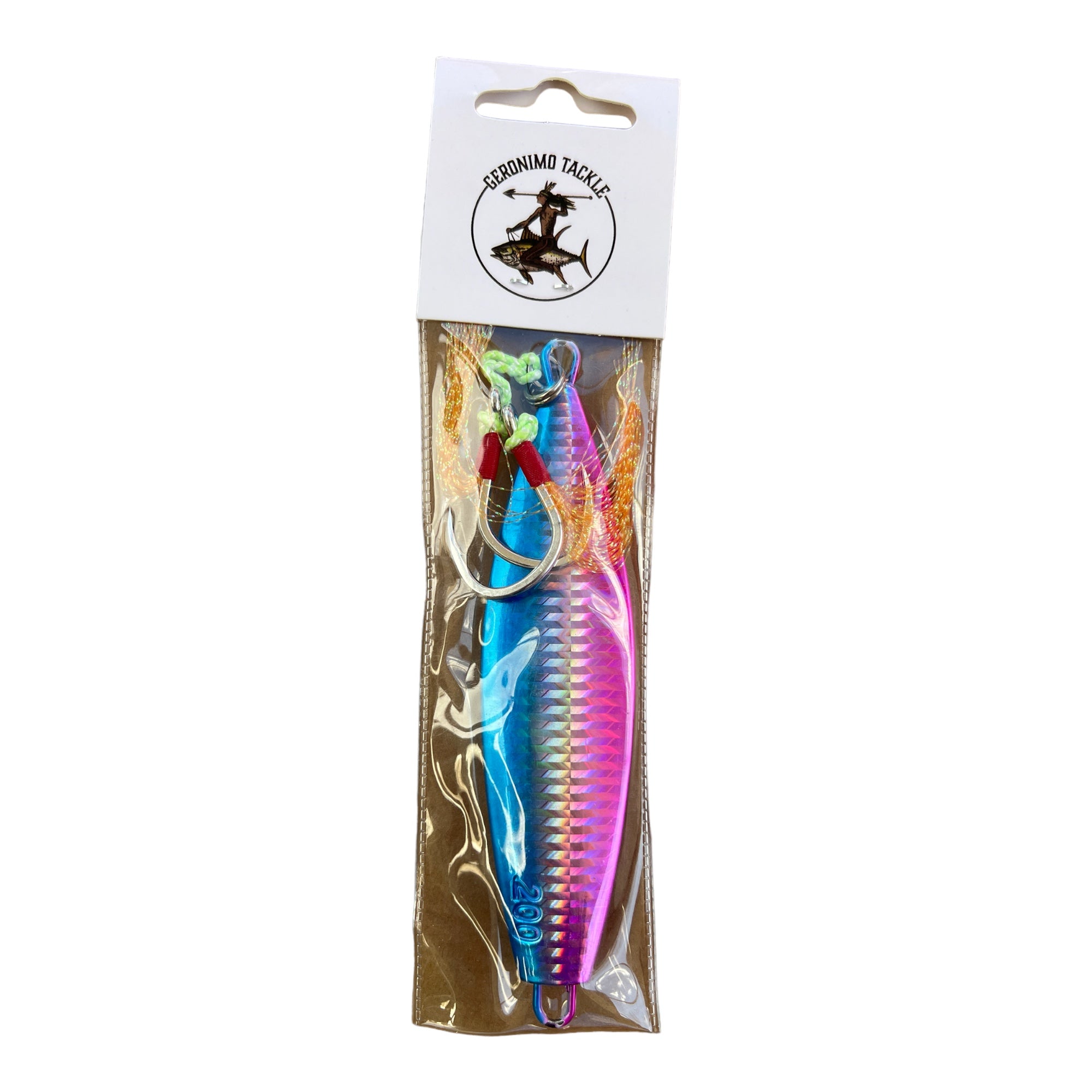250G Butterfly Slow Pitch Jig Blue/Pink/White  - Rigged