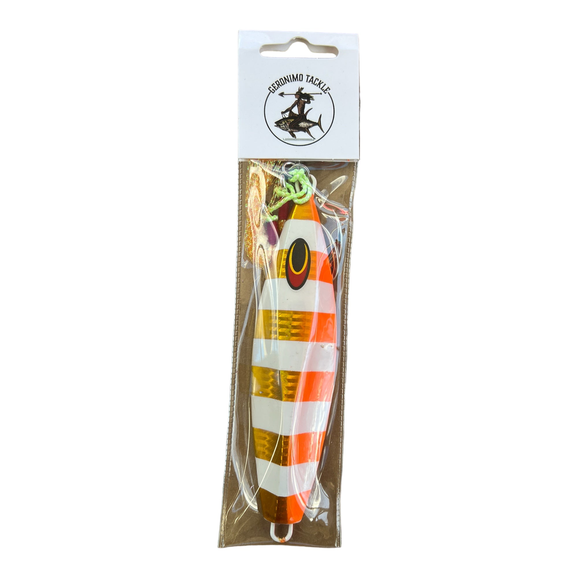300G Butterfly Slow Pitch Jig Orange/White - Rigged