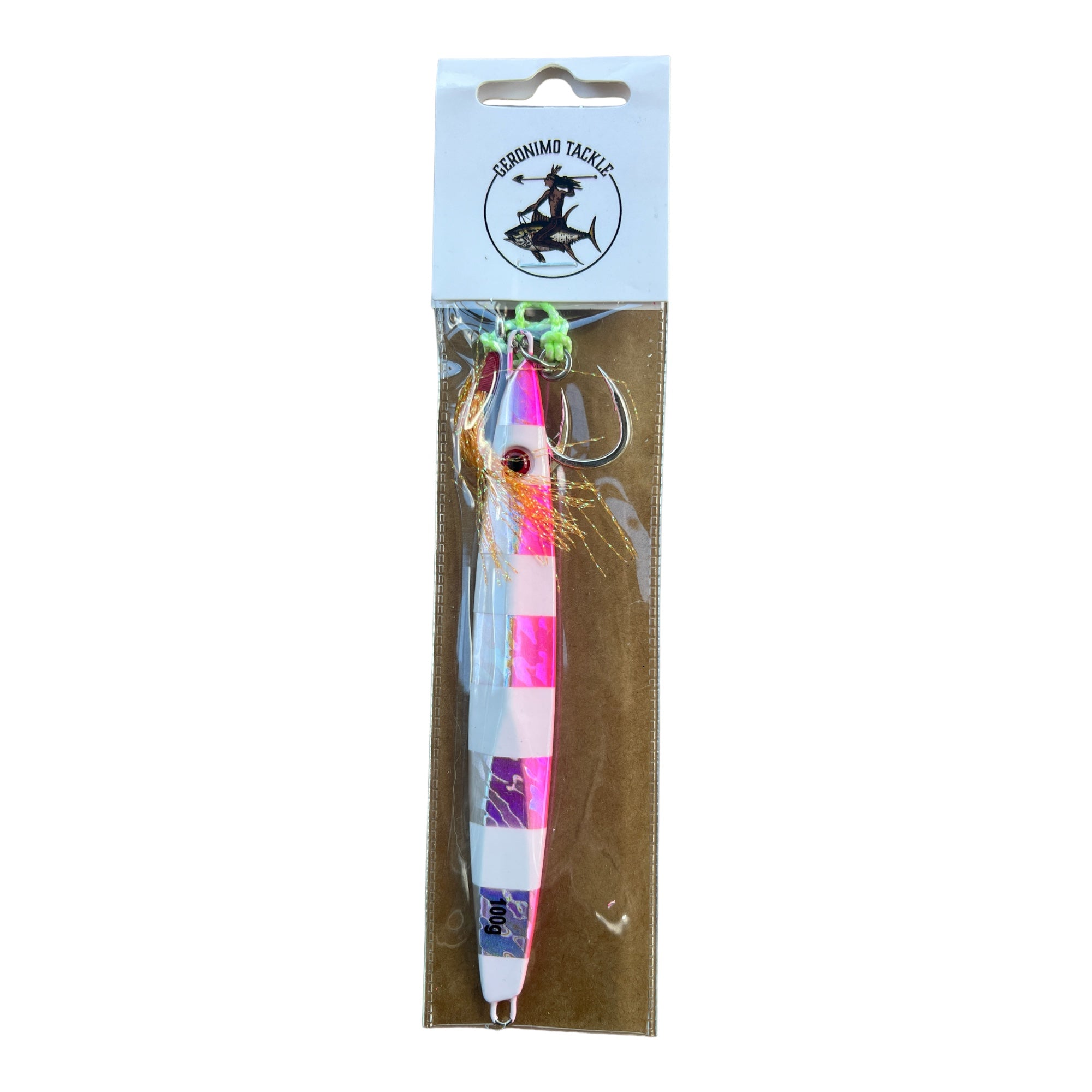 100G Knife Slow Pitch Jig Pink/Silver/White - Rigged