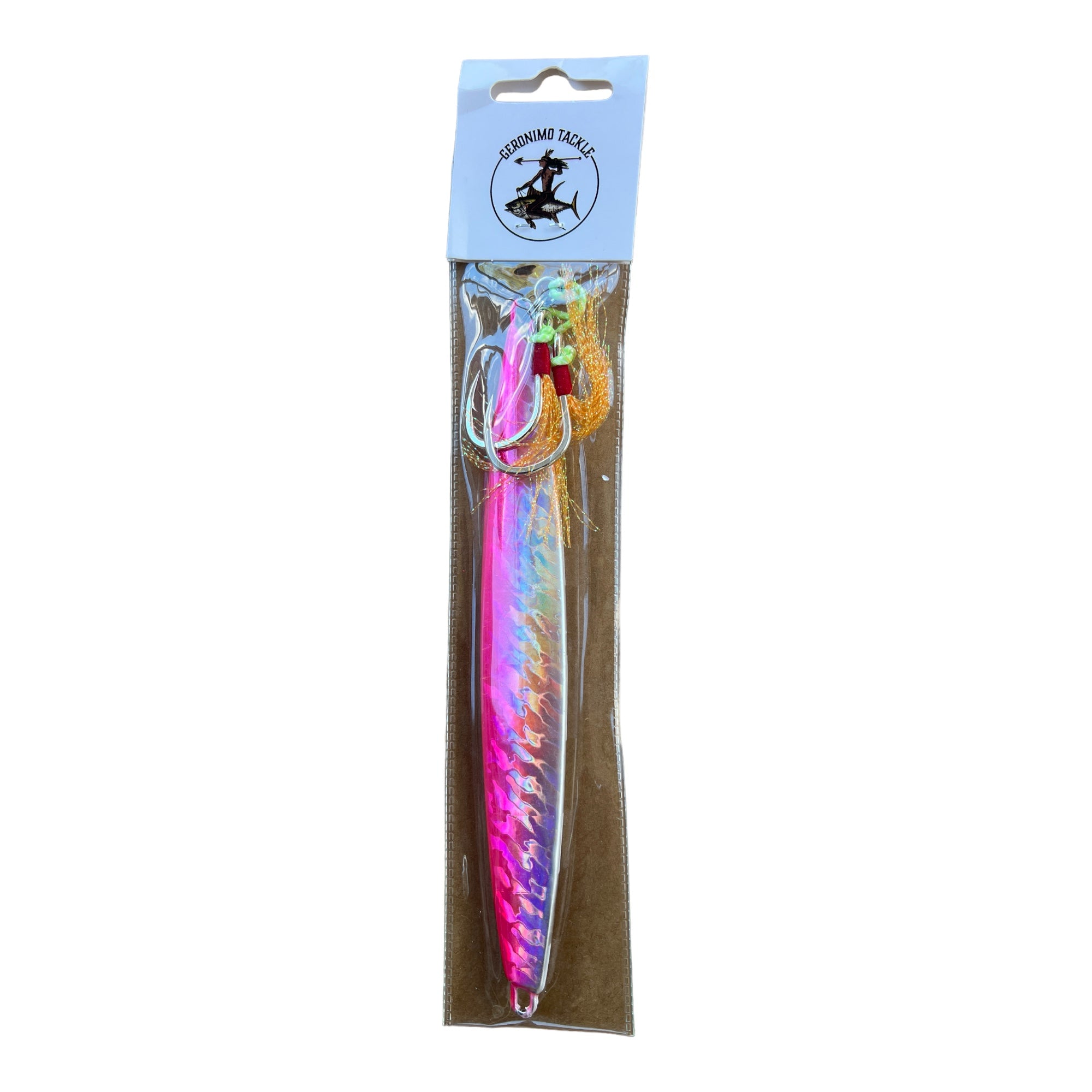 200G knife Slow Pitch Jig Silver/Pink/White - Rigged